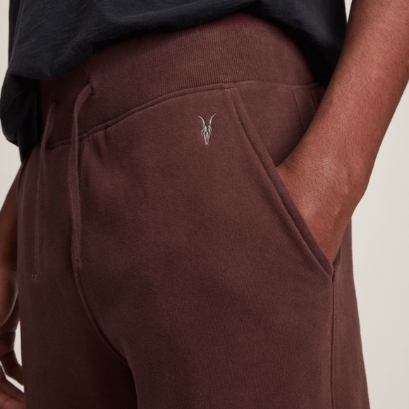NWT AllSaints Raven Sweatpants Joggers with Logo Embroidery, Maroon, Size M - Picture 2 of 6